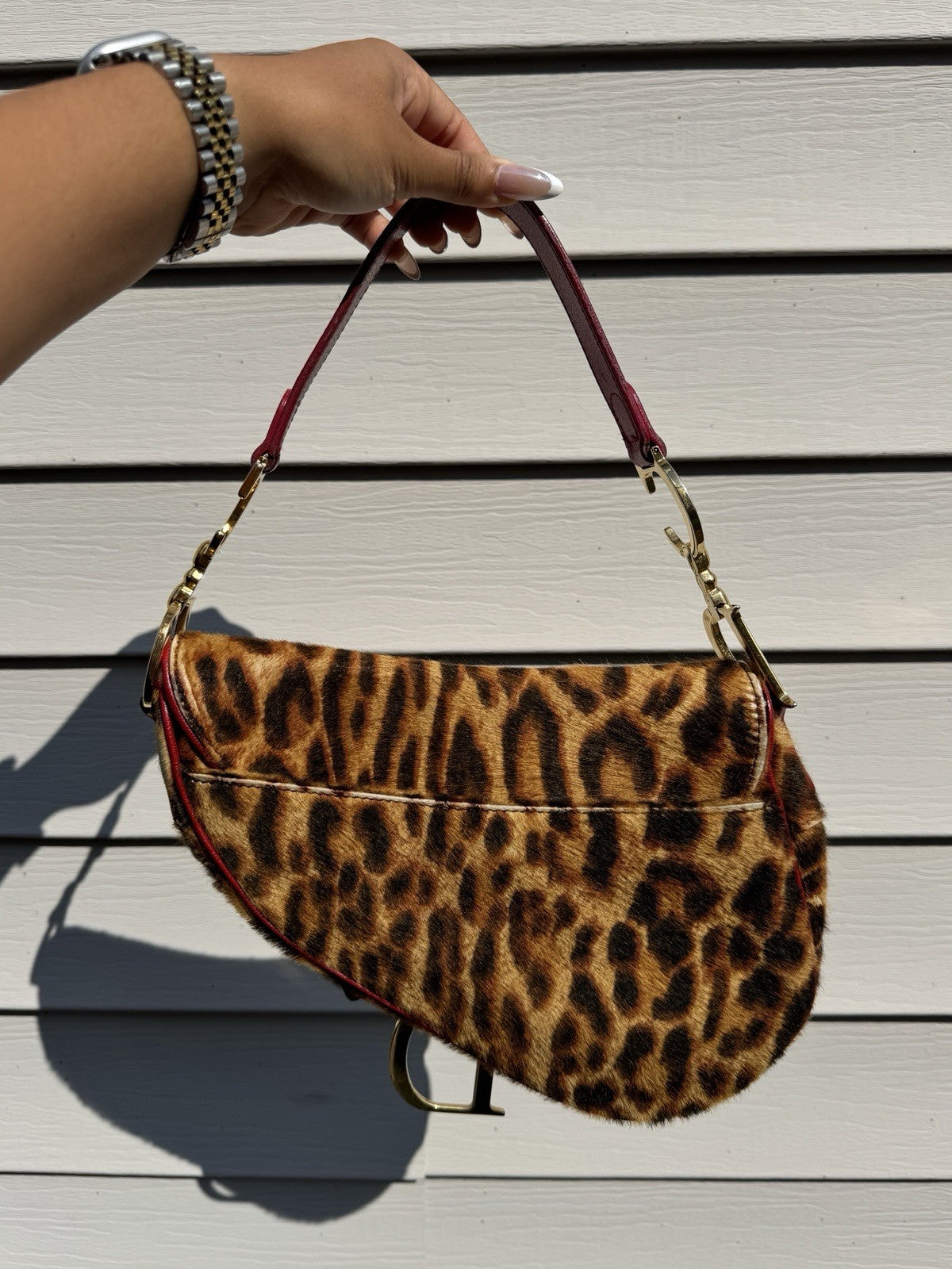 Dior Leopard Print Saddle Bag
