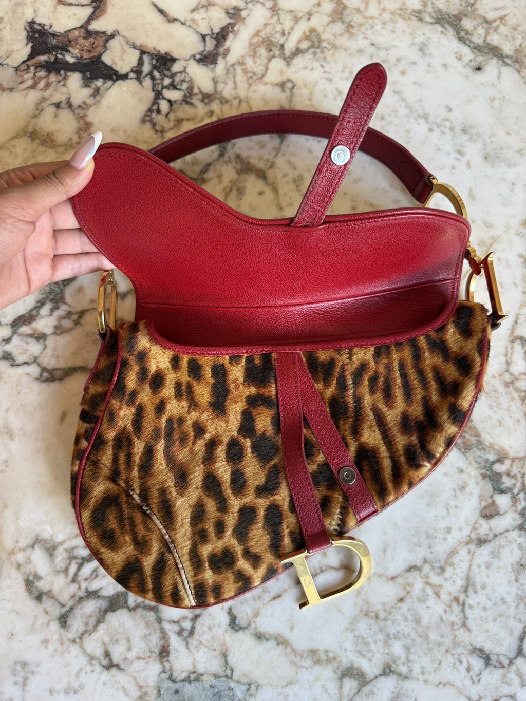 Dior Leopard Print Saddle Bag