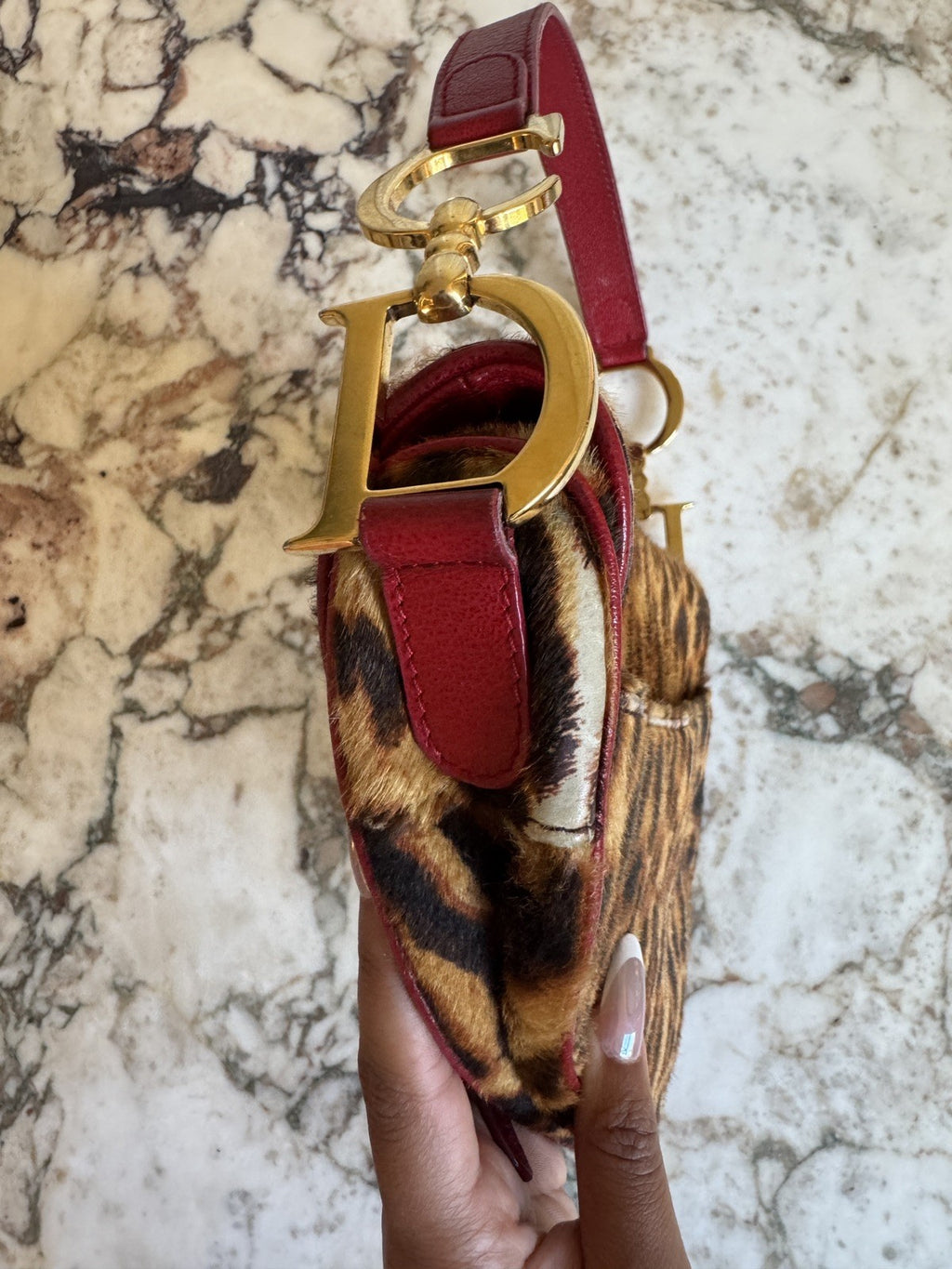 Dior Leopard Print Saddle Bag