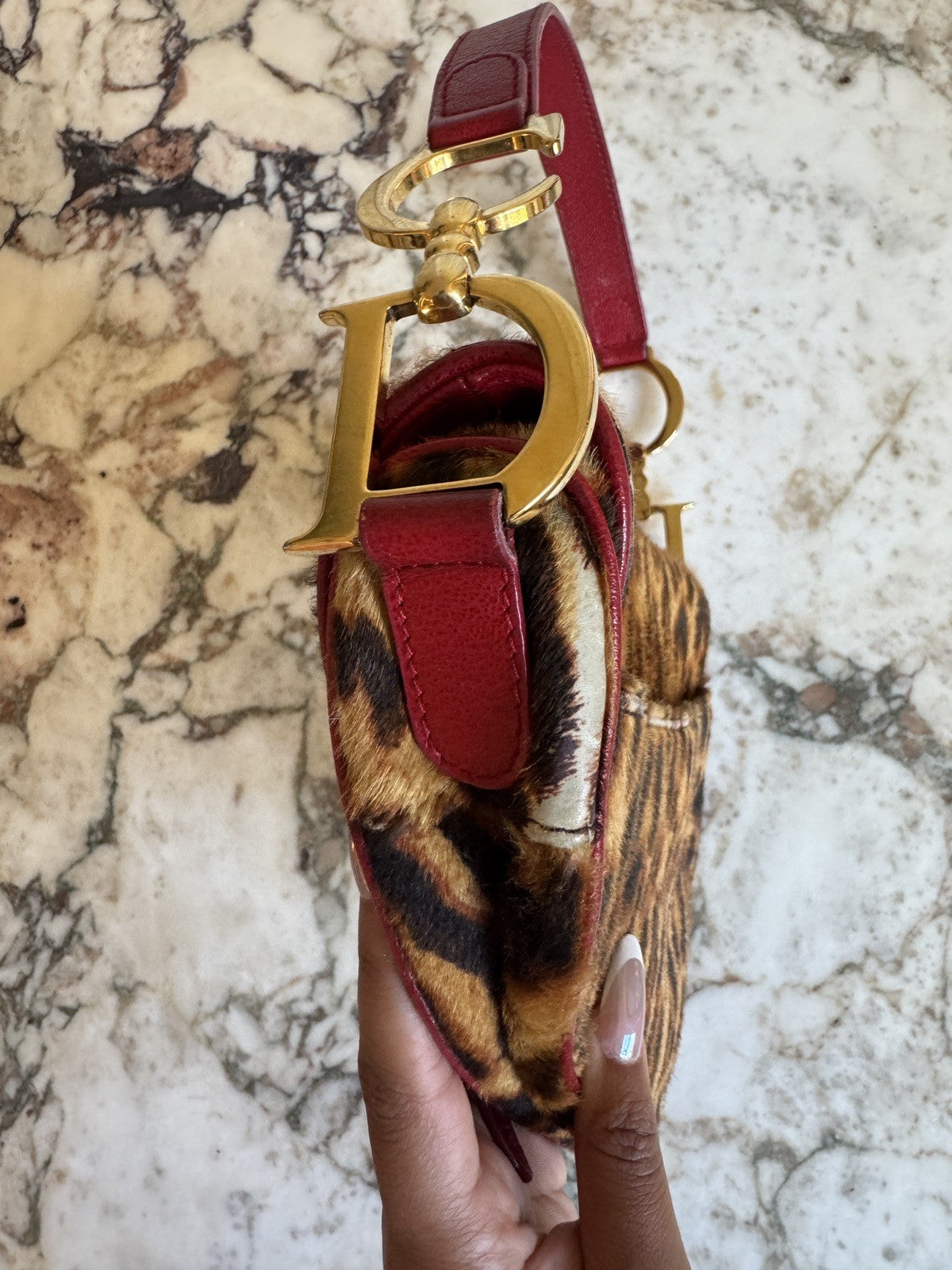 Dior Leopard Print Saddle Bag
