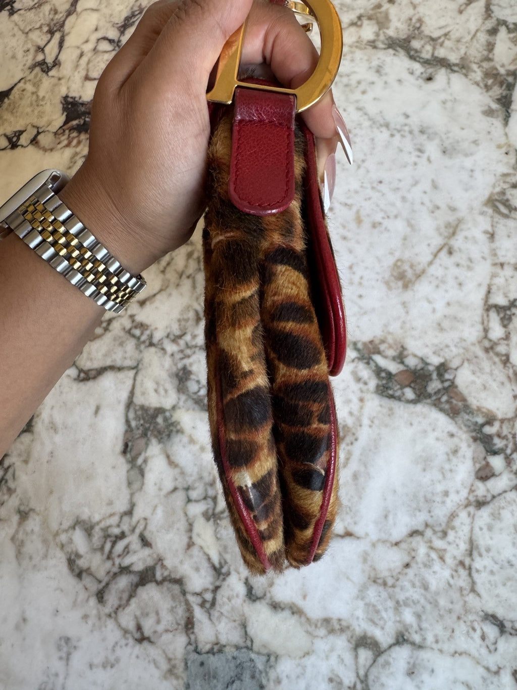 Dior Leopard Print Saddle Bag