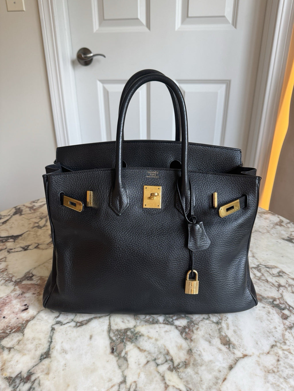 Hermes Birkin 35 Black Ardennes With Gold Hardware