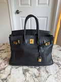Hermes Birkin 35 Black Ardennes With Gold Hardware