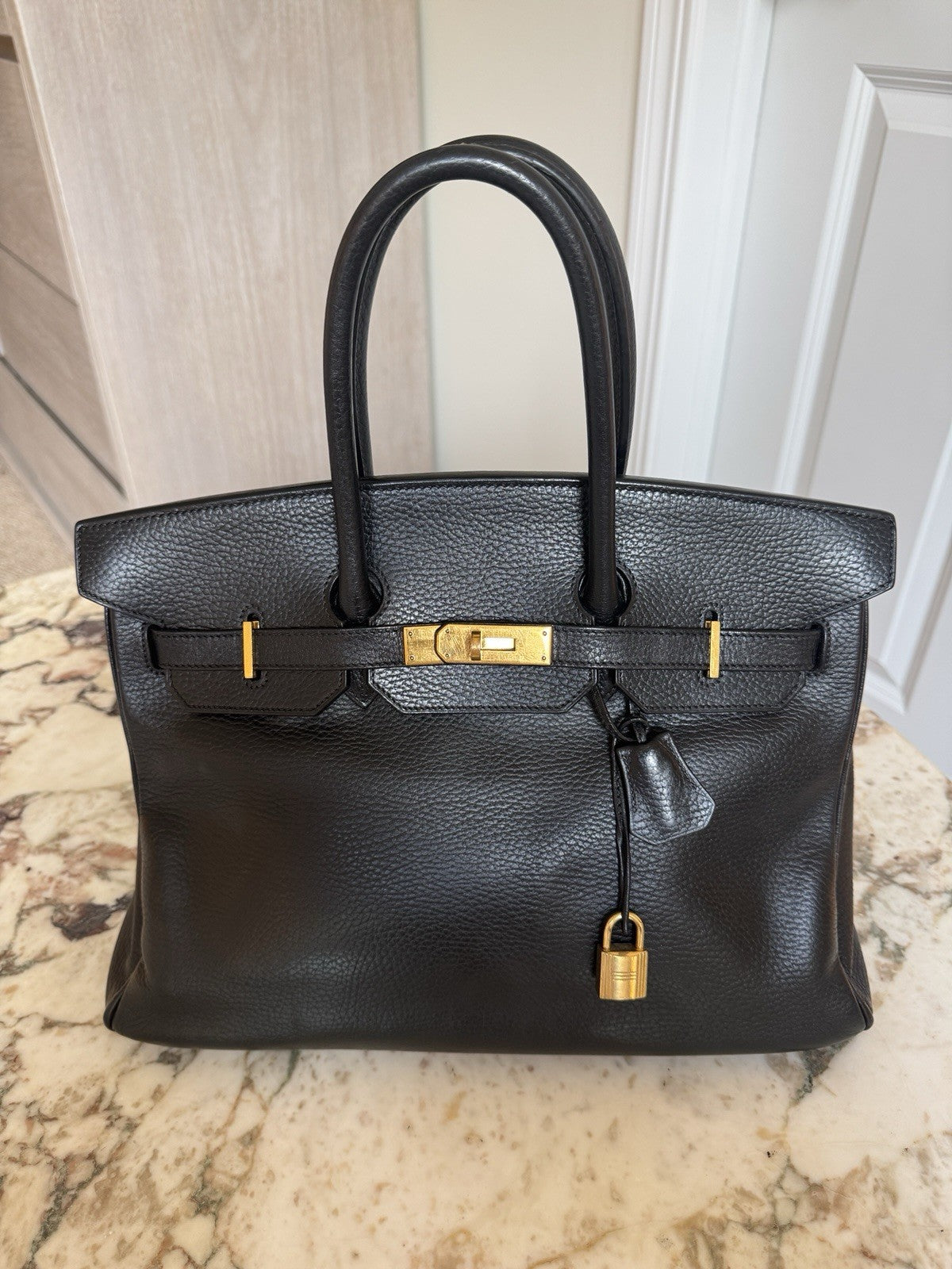 Hermes Birkin 35 Black Ardennes With Gold Hardware