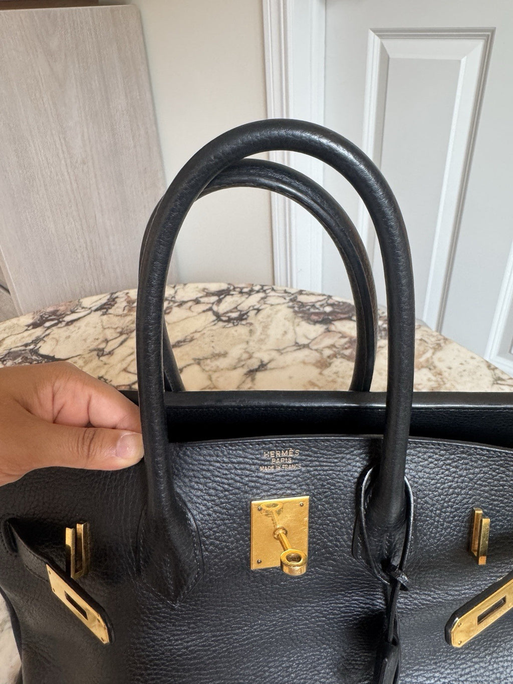 Hermes Birkin 35 Black Ardennes With Gold Hardware