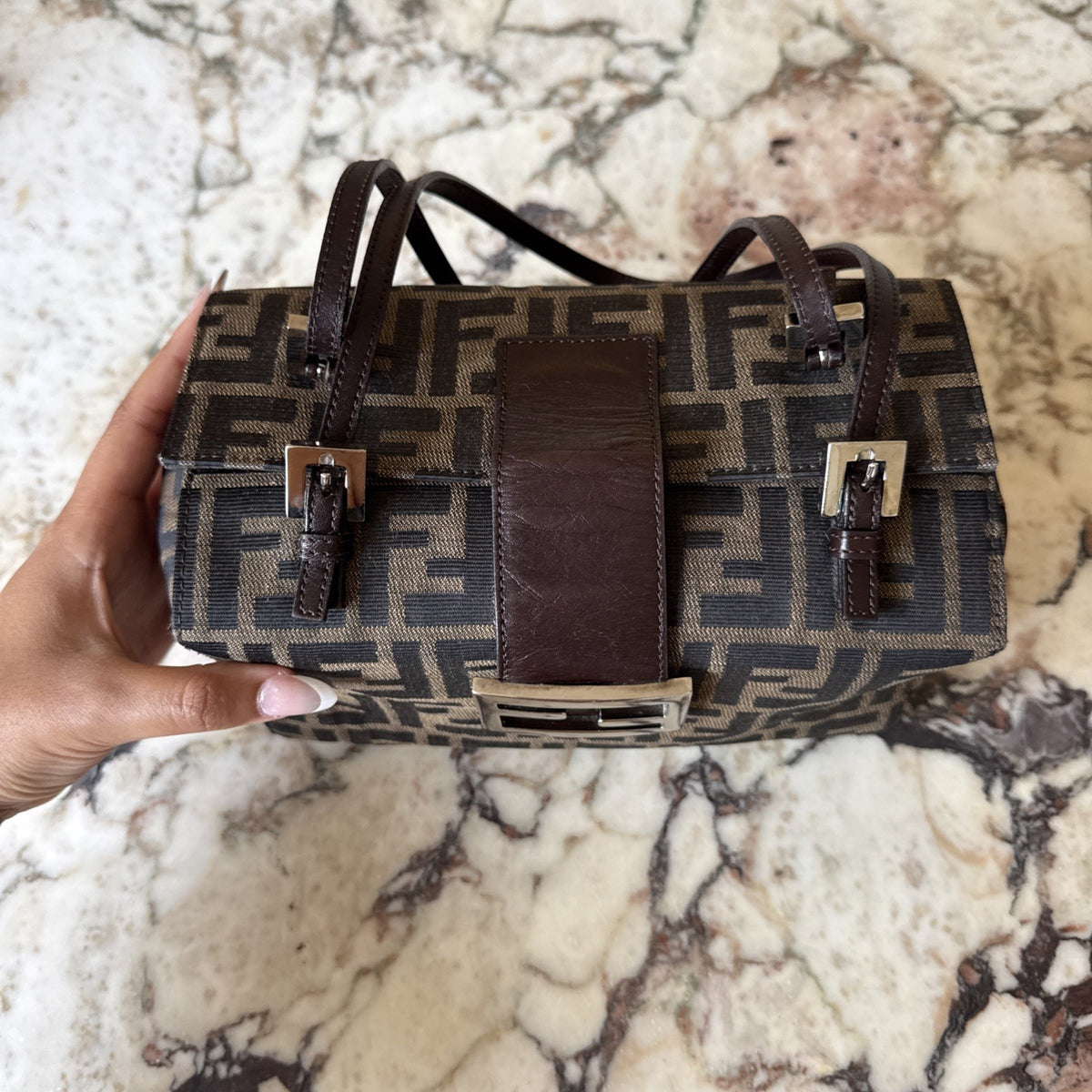 Fendi Zucca Bento Box Baguette Bag