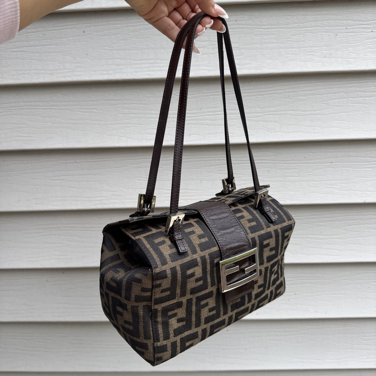 Fendi Zucca Bento Box Baguette Bag