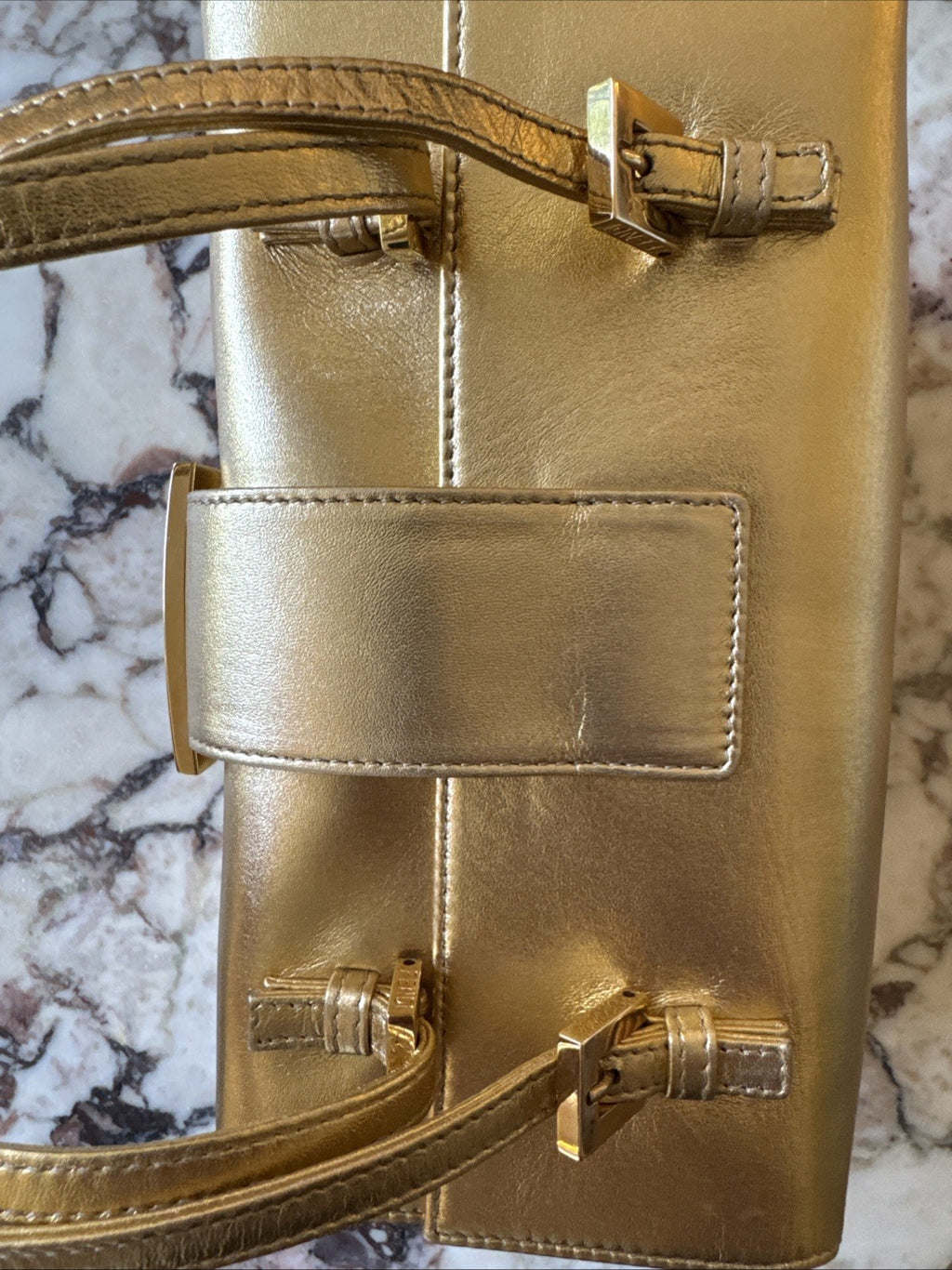 Fendi Gold Baguette Bento Box Bag