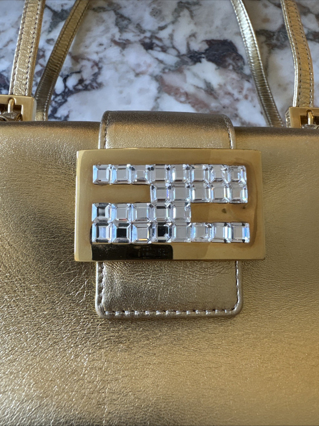 Fendi Gold Baguette Bento Box Bag