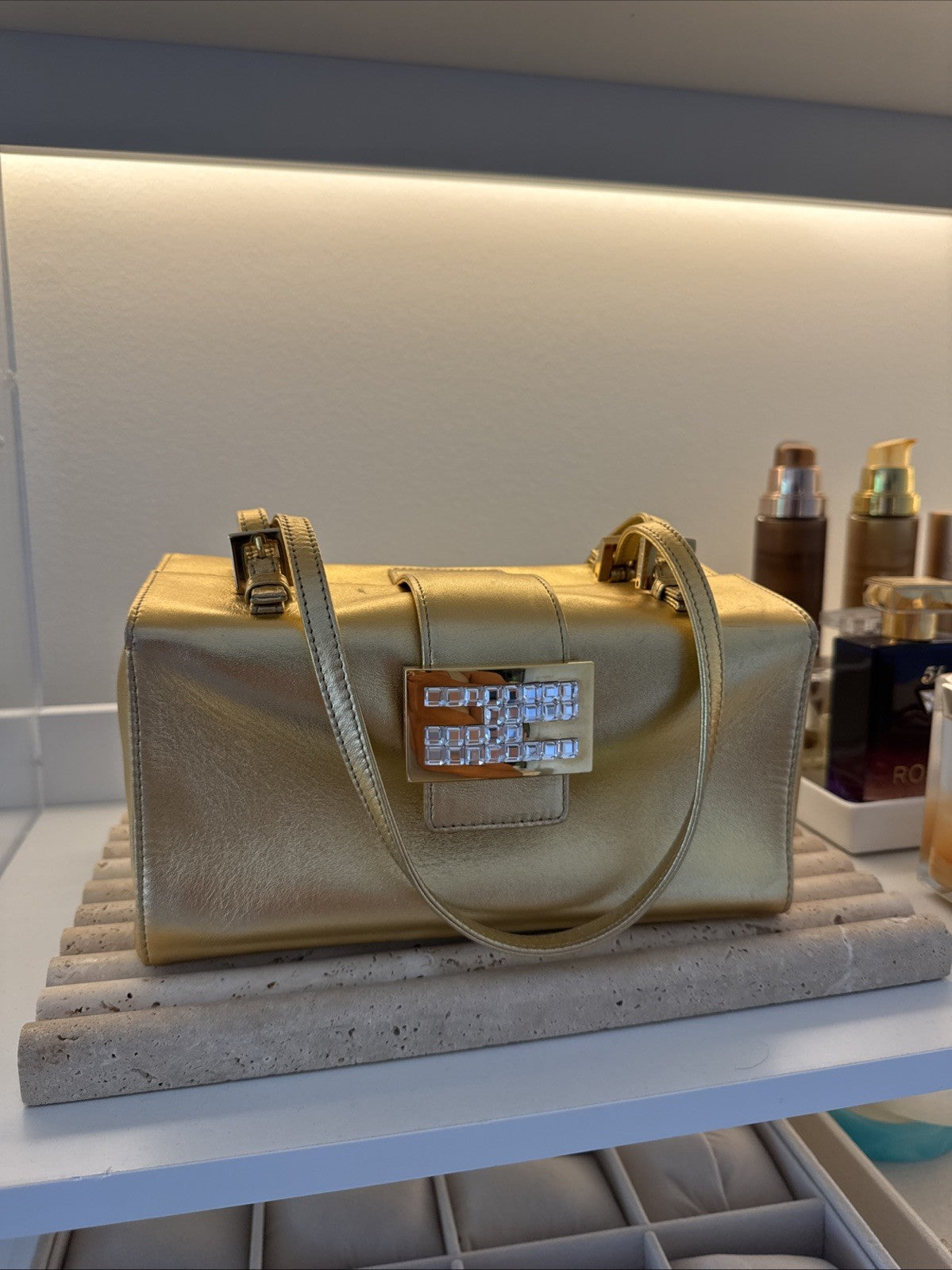 Fendi Gold Baguette Bento Box Bag