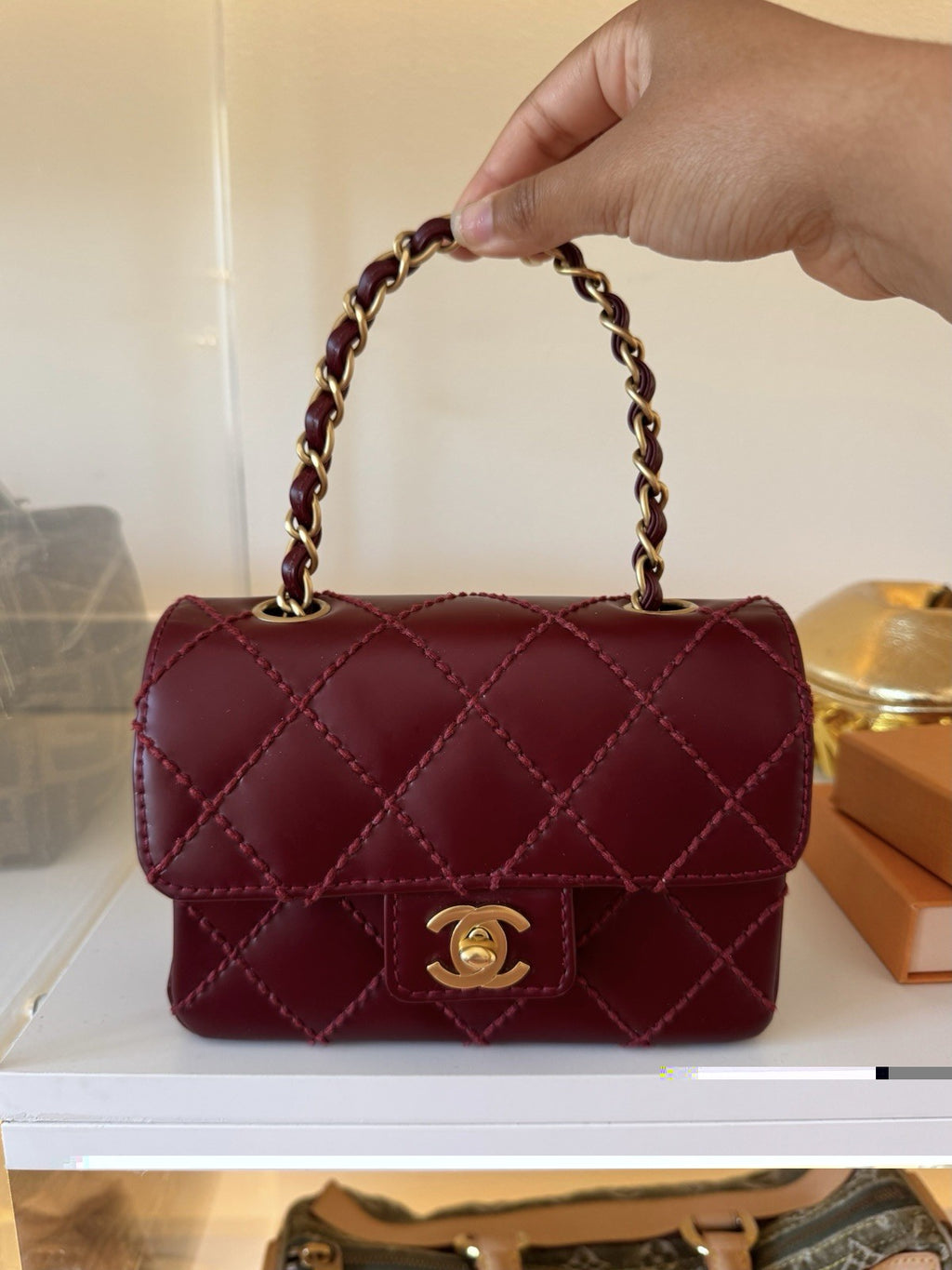 Burgundy Chanel Mini Flap Bag