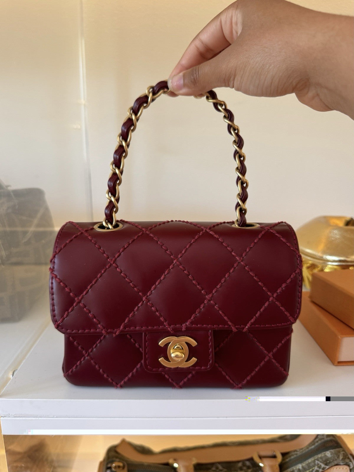 Burgundy Chanel Mini Flap Bag