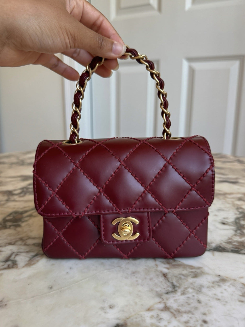 Burgundy Chanel Mini Flap Bag
