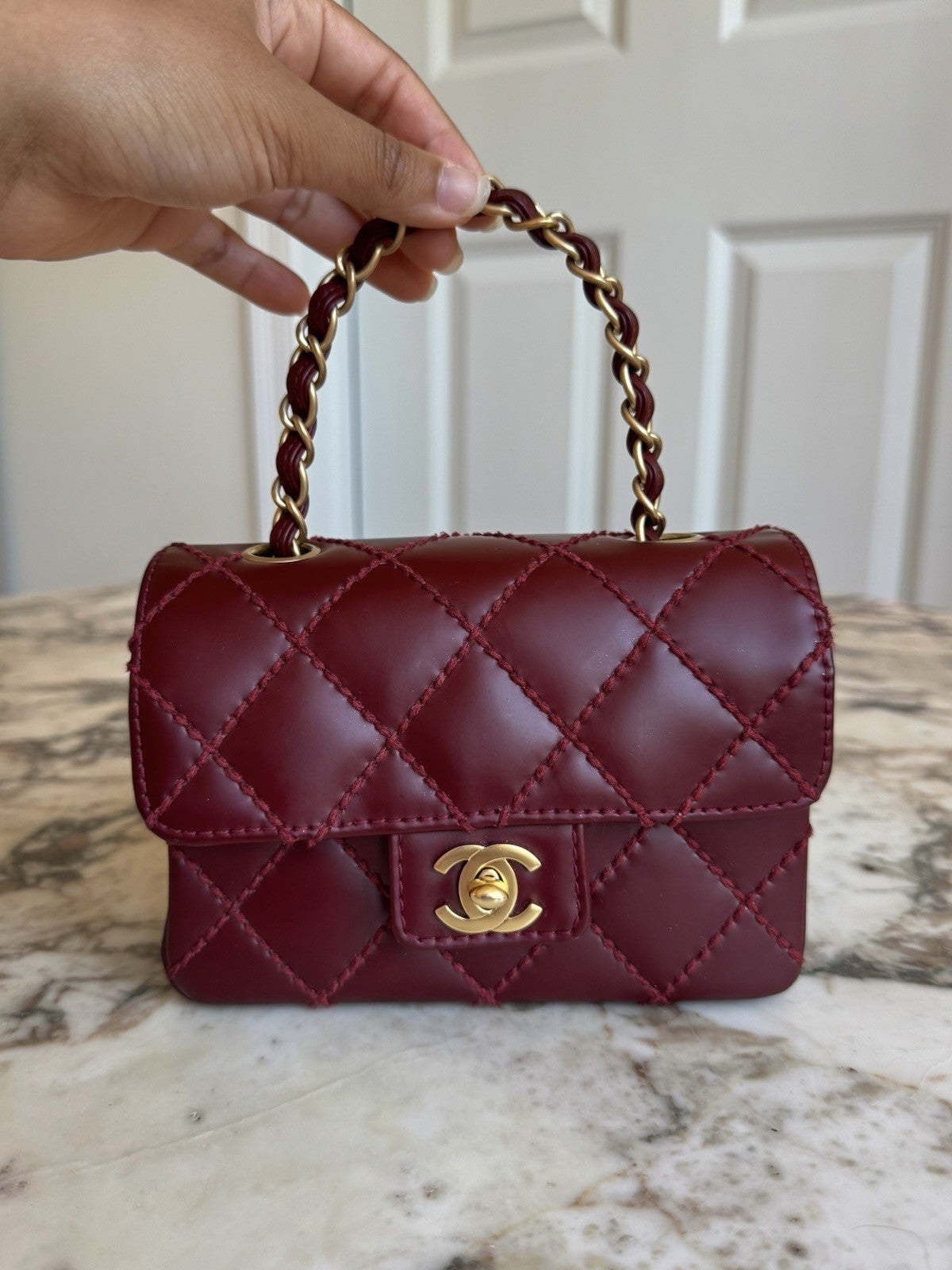 Burgundy Chanel Mini Flap Bag