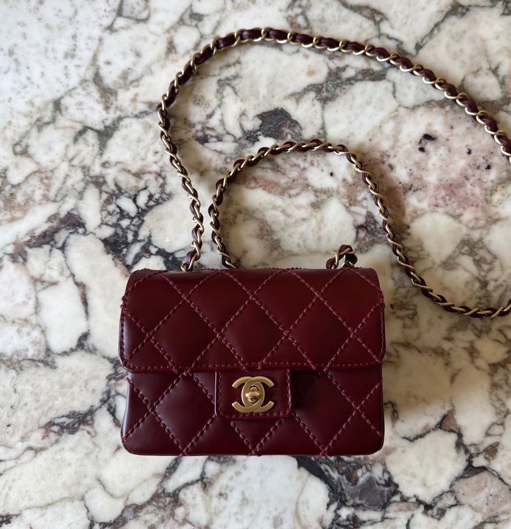 Burgundy Chanel Mini Flap Bag