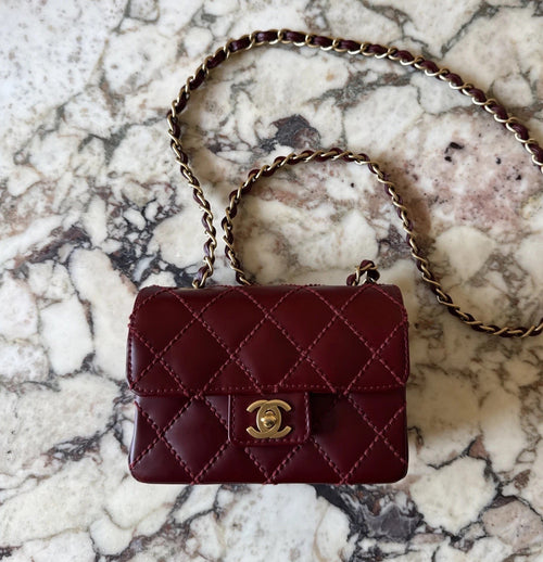 Burgundy Chanel Mini Flap Bag