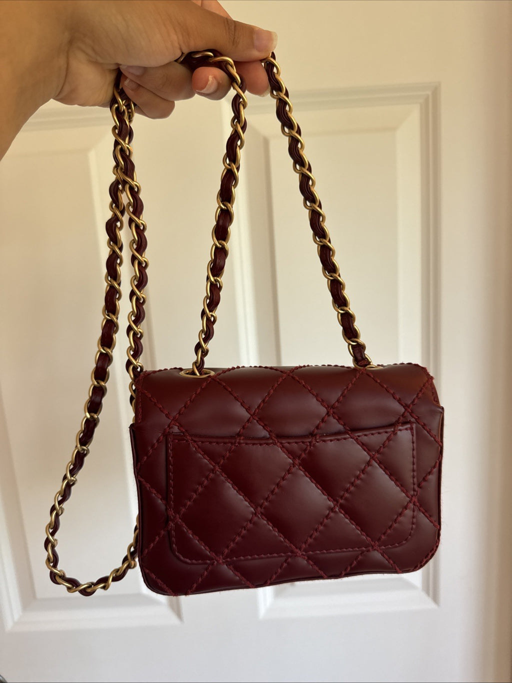 Burgundy Chanel Mini Flap Bag