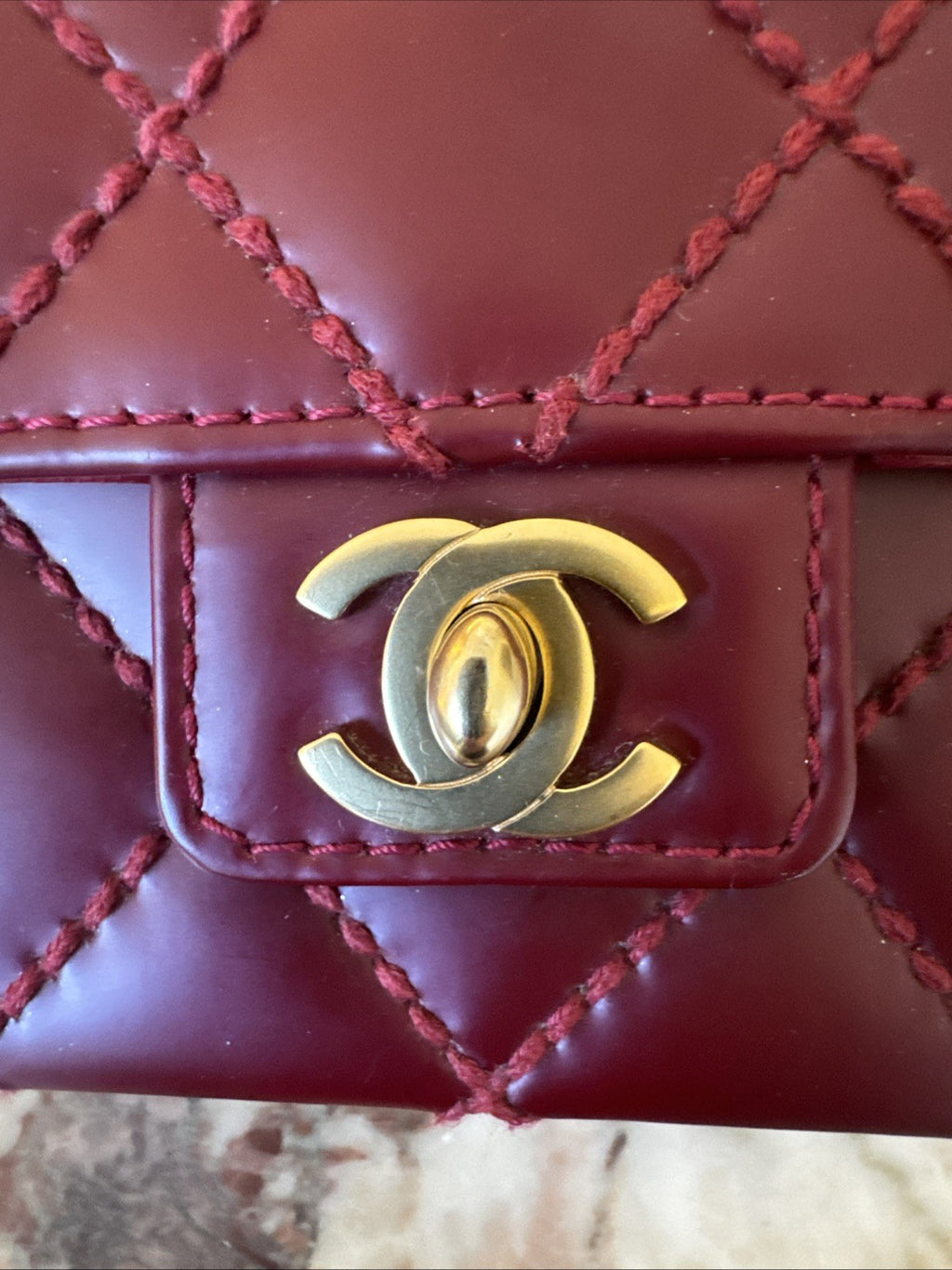 Burgundy Chanel Mini Flap Bag