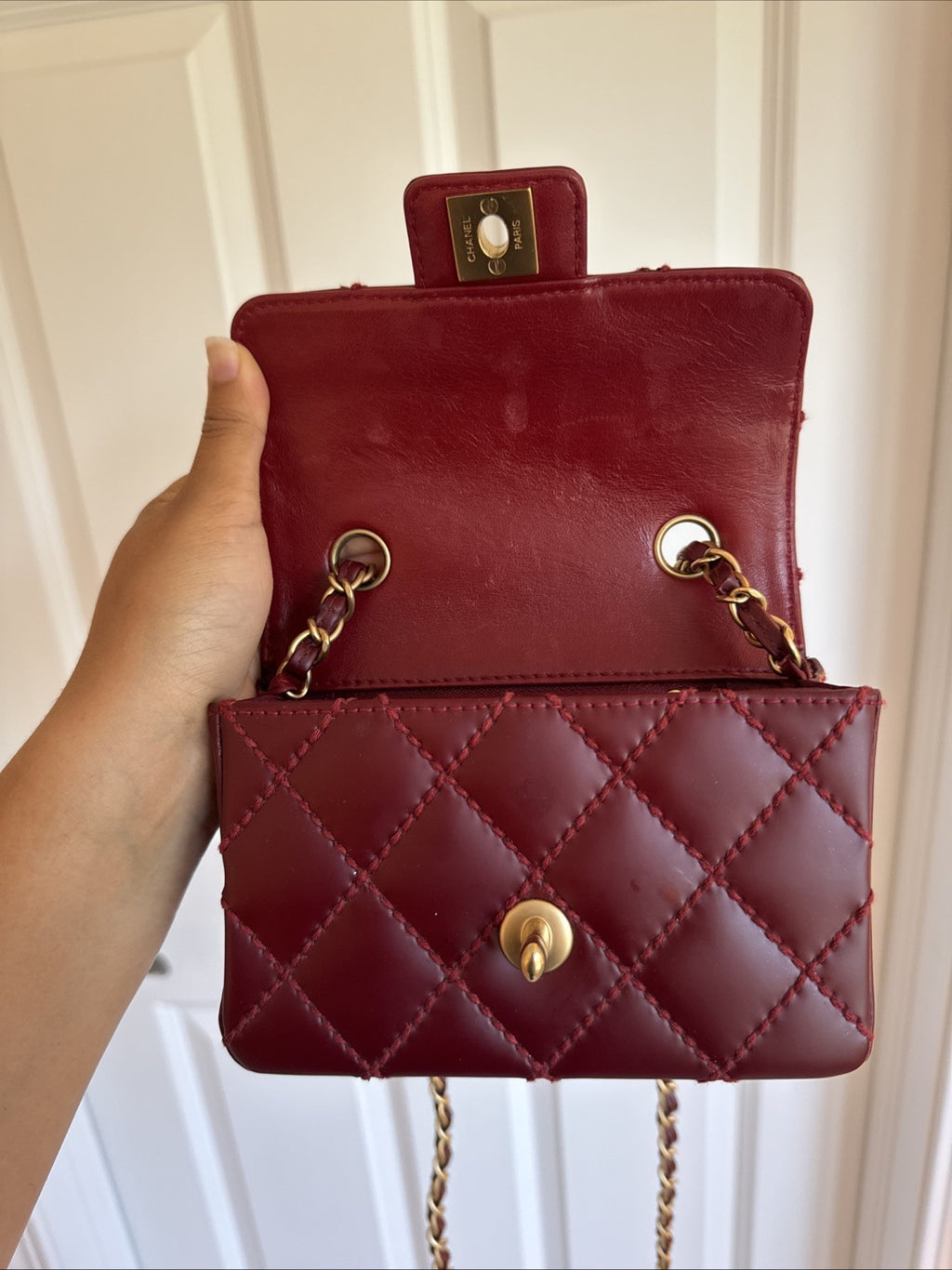 Burgundy Chanel Mini Flap Bag