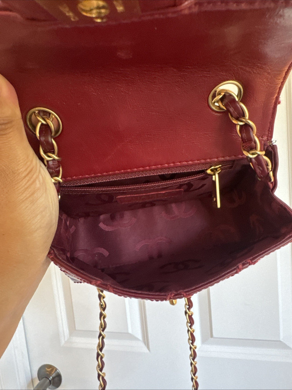 Burgundy Chanel Mini Flap Bag