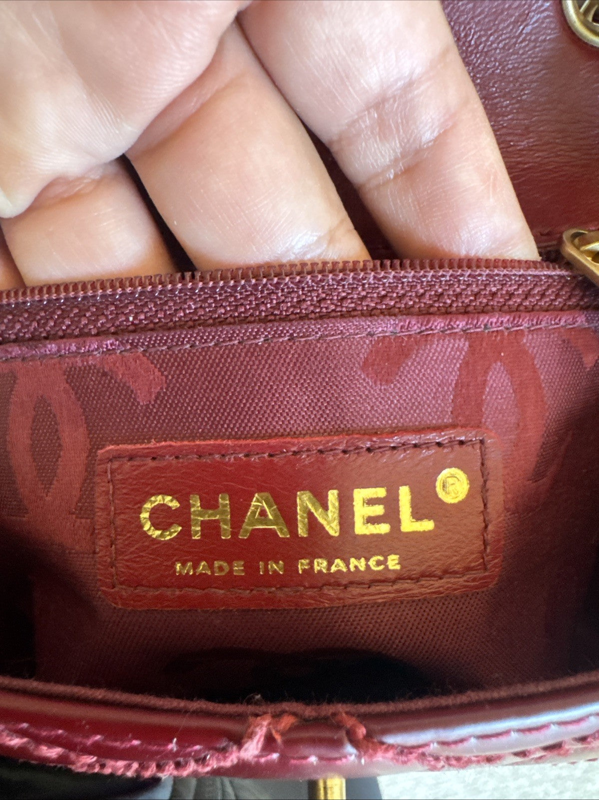 Burgundy Chanel Mini Flap Bag